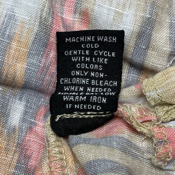 Marrakech Linen Tunic Dress Lace Up Pink Beige Beach Cover Up Pockets Size M - Picture 6 of 7